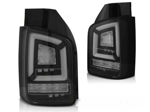 Voll LED Lightbar Rückleuchten für VW T5 GP Facelift  09-15 Schwarz (Flügeltüren)